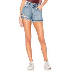 ROLLA'S Dusters High Rise Slim Denim Shorts in Old Rip, Size 29